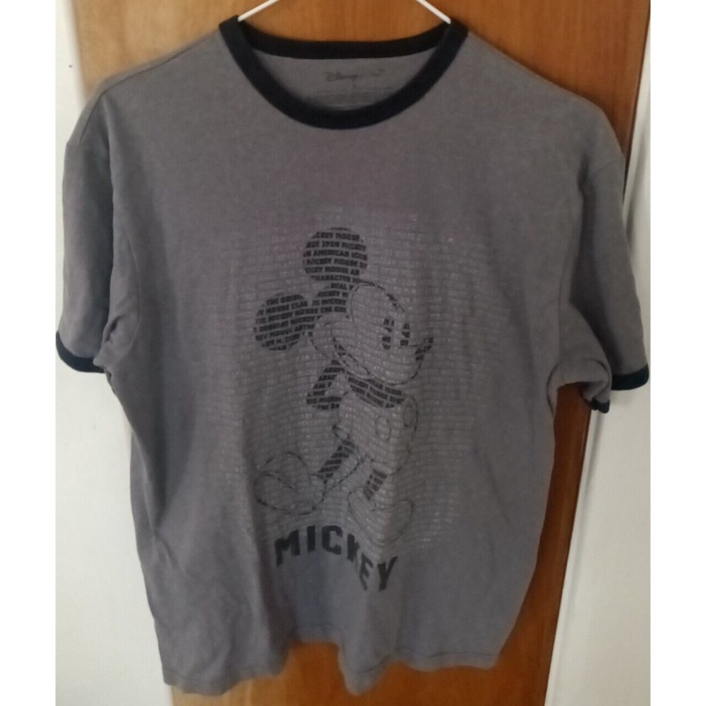 Disney Store Mickey Mouse Gray Ringer Style T Shirt Graphic And Text